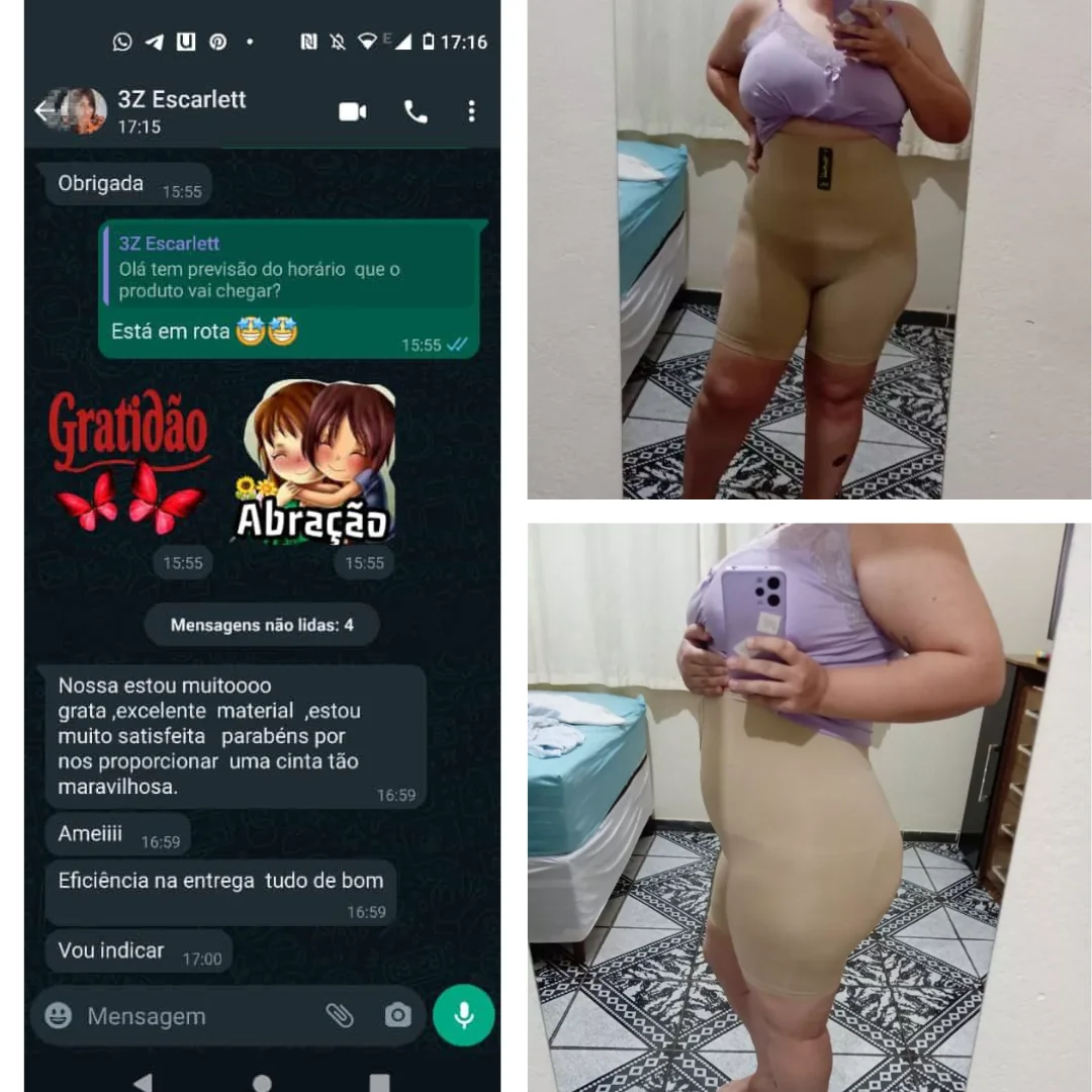 Depoimento real no WhatsApp sobre a eficácia do Short Cinta